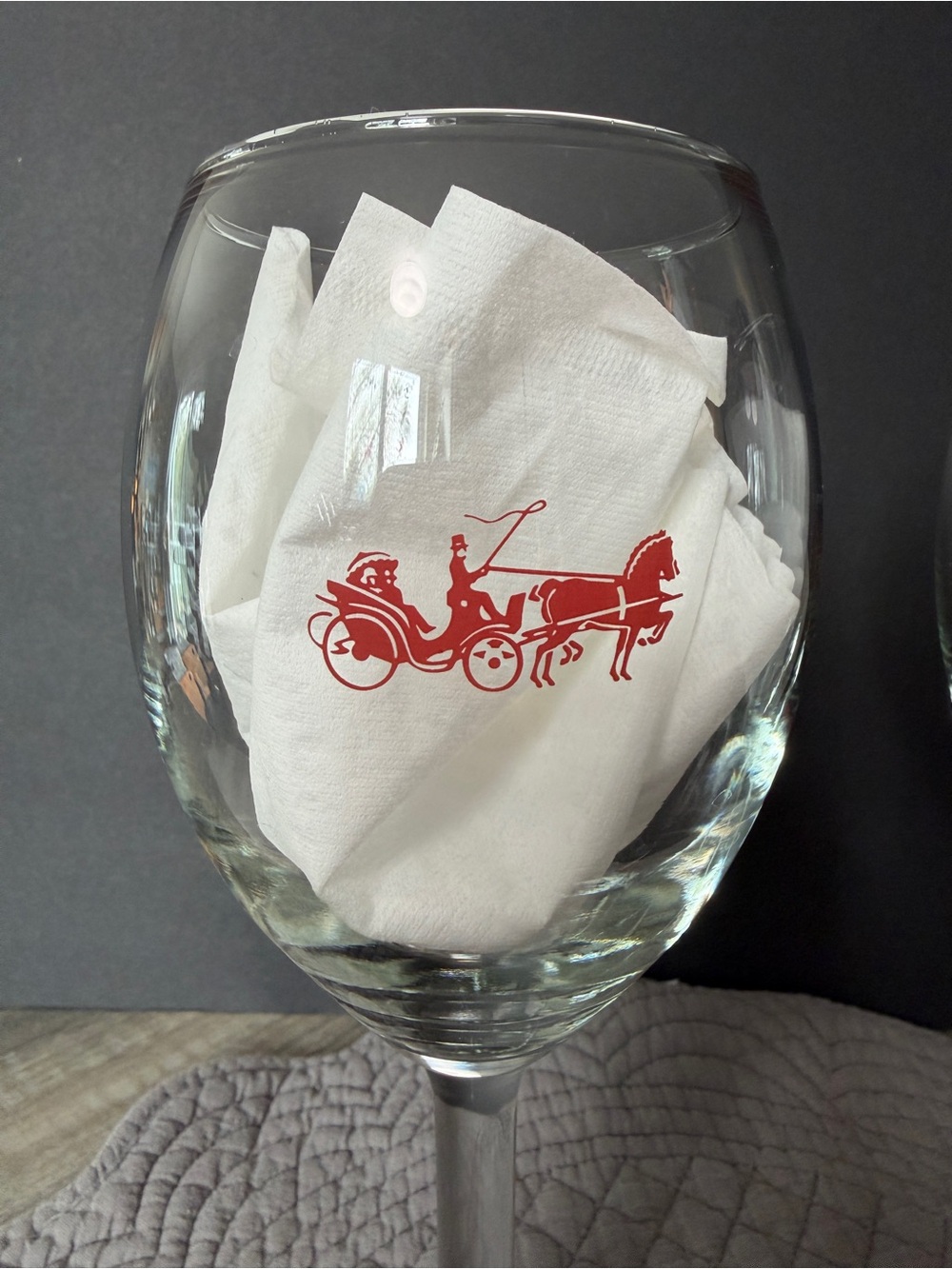 Set of Two Mackinac Island Grand Hotel Red Horse-Drawn Carriage Wine Glasses